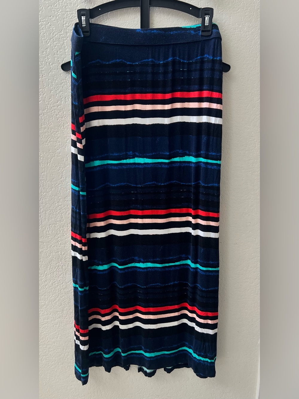 Jessica Simpson Navy Stripe Maxi Skirt with Multicolor Bands